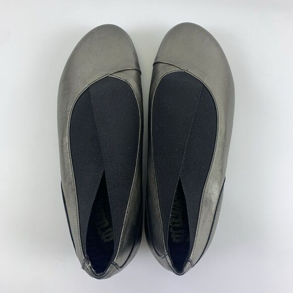 Groundhog Leather Slip On Shoe Pewter BINGO Round Tow Low Wedge Womens 40 US 9.5 - Picture 6 of 15